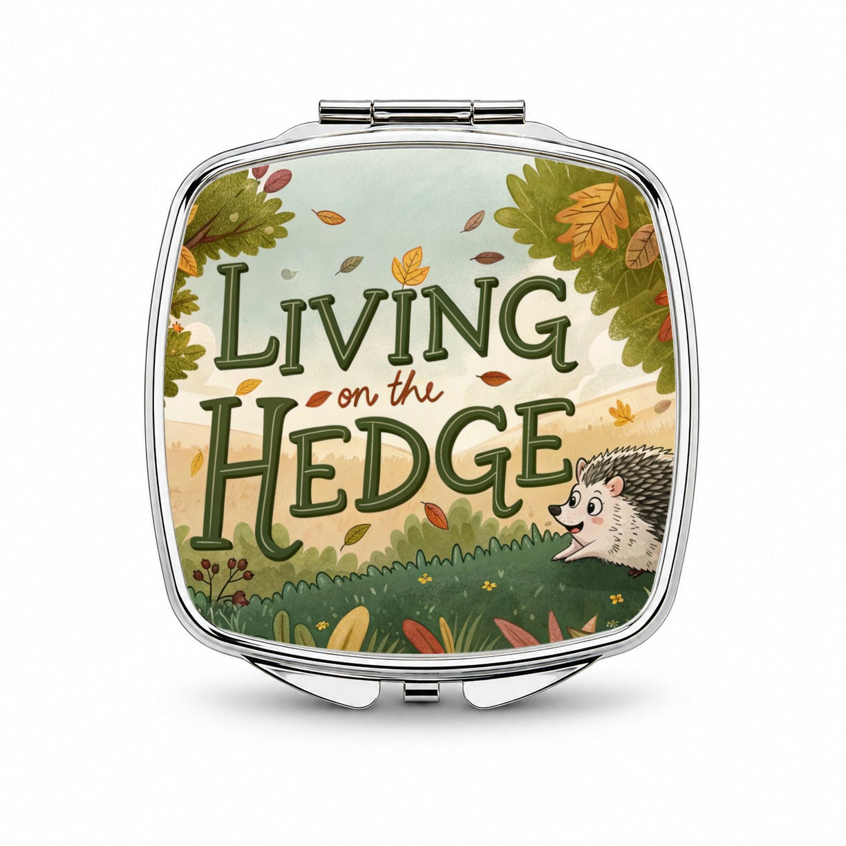 Living On The Hedge Edge Funny Hedgehog Small Travel Purse Handbag Pocket Makeup Compact Mirror