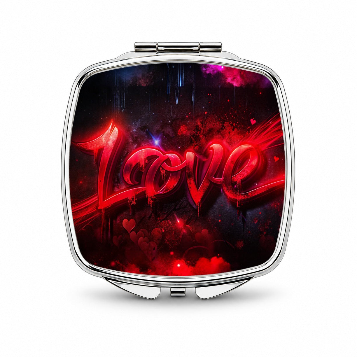 Love Red Graffiti Style Small Travel Purse Handbag Pocket Makeup Compact Mirror