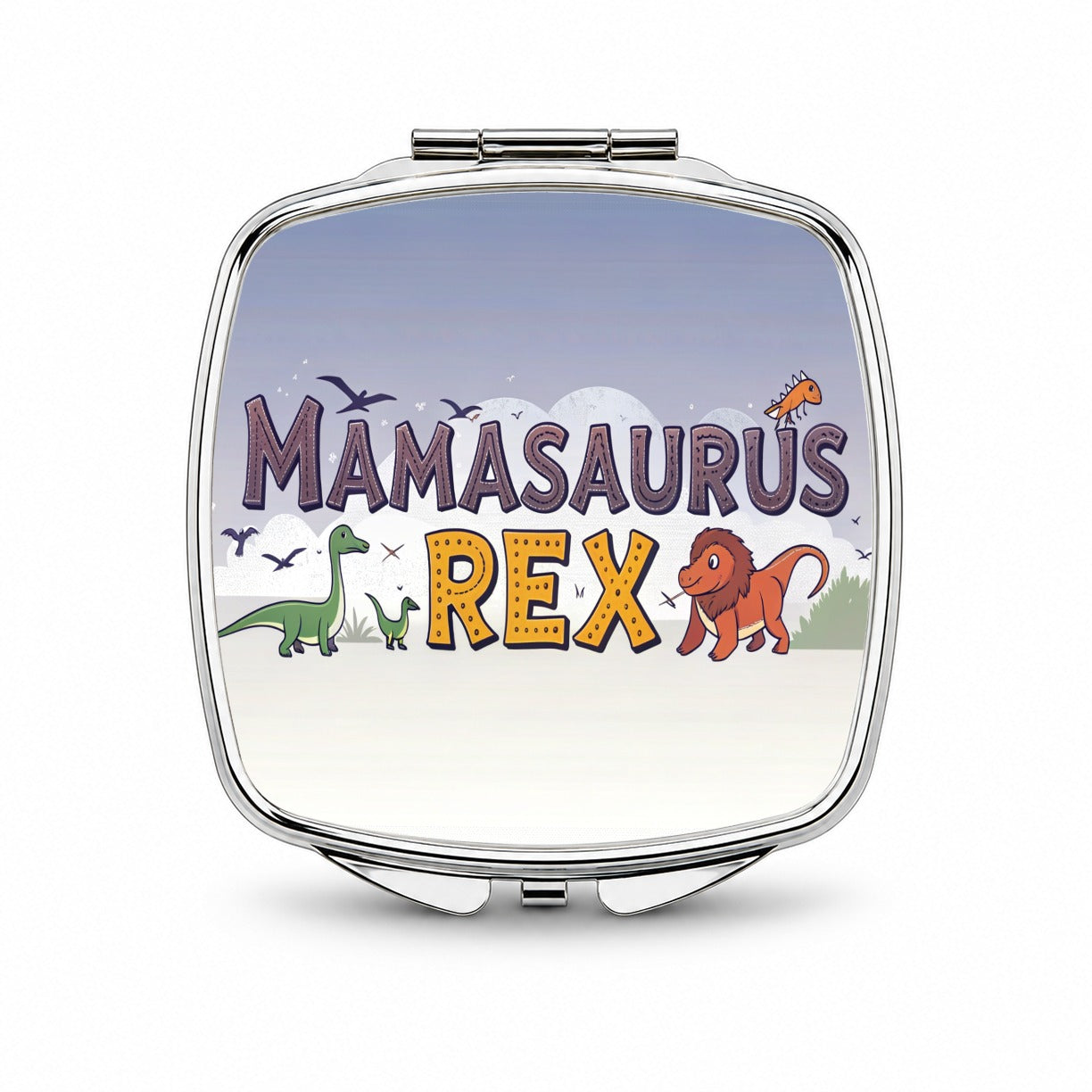 Mamasaurus Rex Funny Mama Dinosaurs Small Travel Purse Handbag Pocket Makeup Compact Mirror