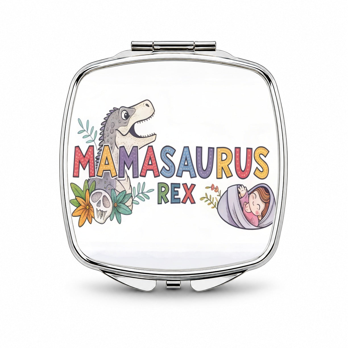 Mamasaurus Rex Mama Dinosaur Small Travel Purse Handbag Pocket Makeup Compact Mirror