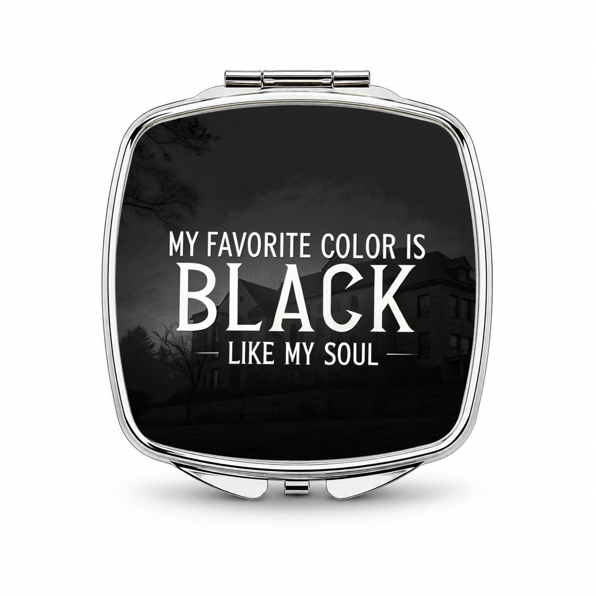 My Favorite Color Is Black Like My Soul Funny Small Travel Purse Handbag Pocket Makeup Compact Mirror