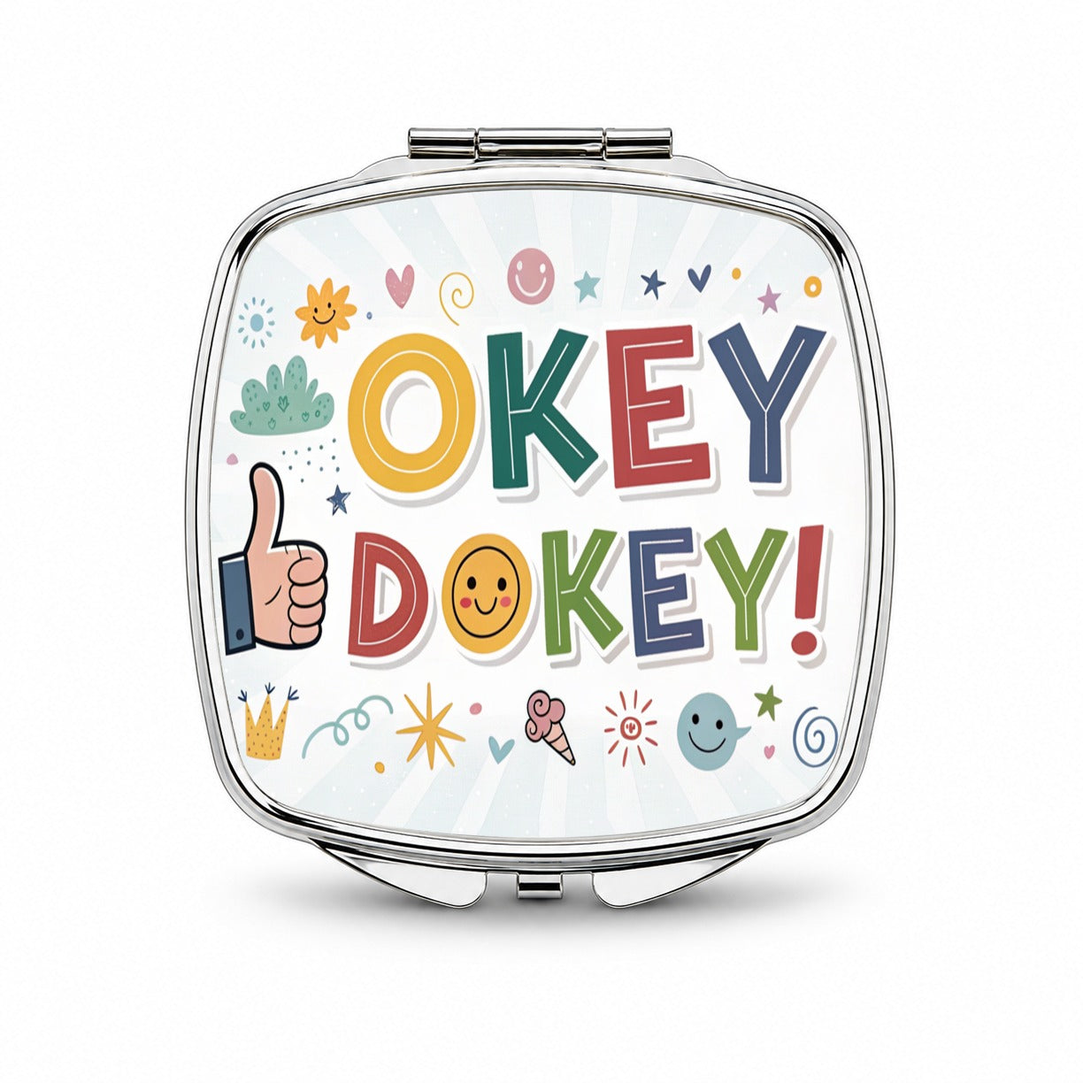 Okey Dokey Funny Saying Small Travel Purse Handbag Pocket Makeup Compact Mirror