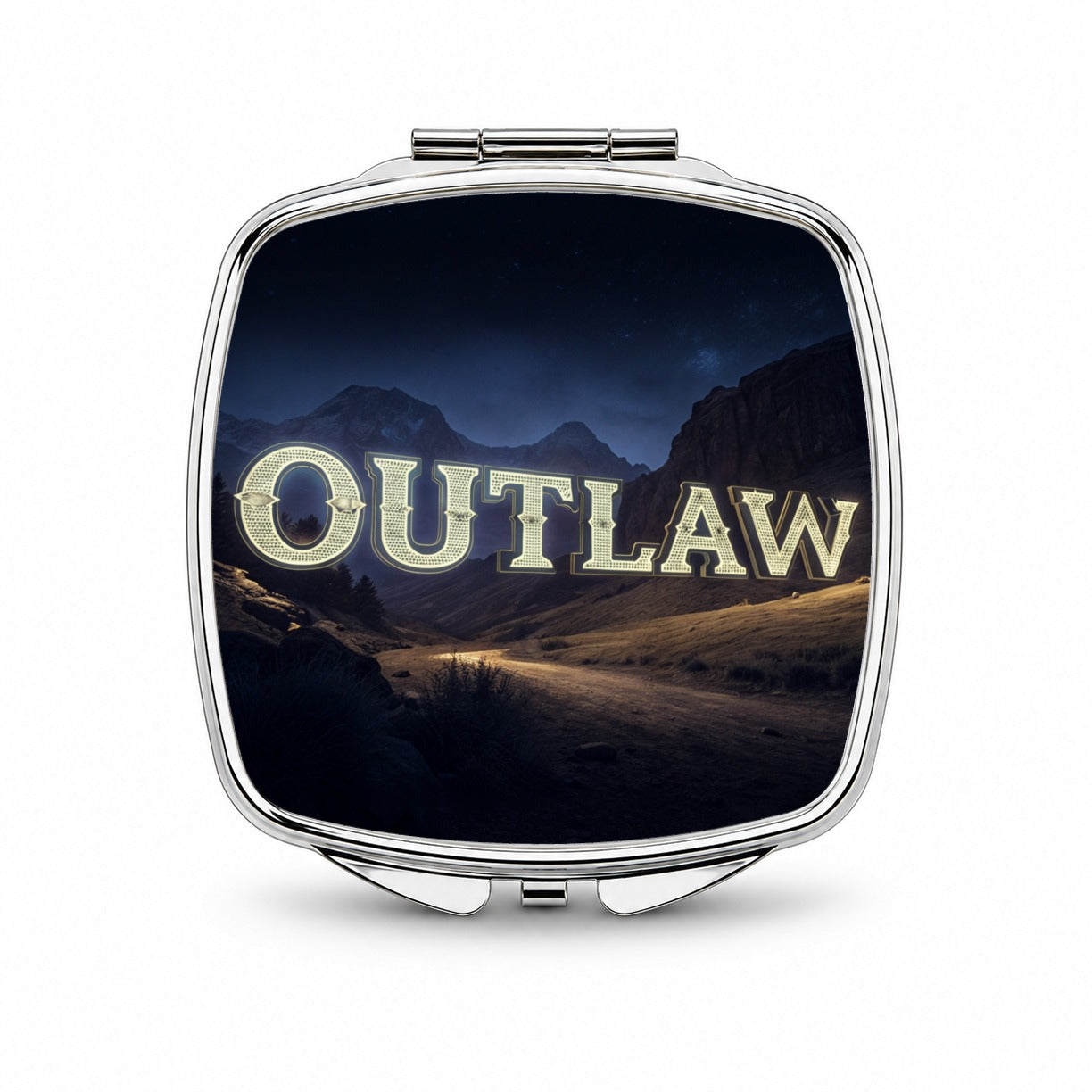 Outlaw Country Night Small Travel Purse Handbag Pocket Makeup Compact Mirror