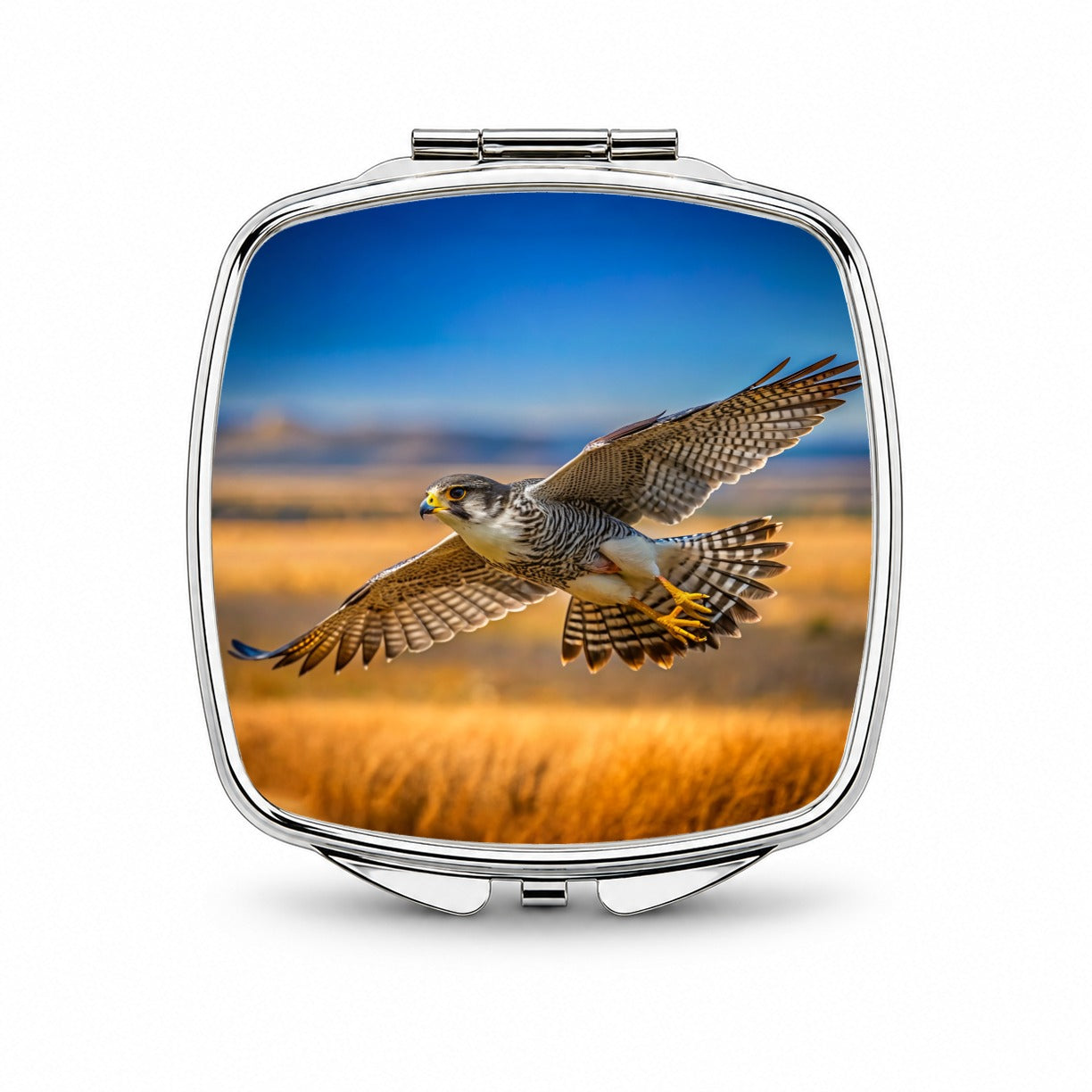 Prairie Falcon Raptor in Flight Small Travel Purse Handbag Pocket Makeup Compact Mirror