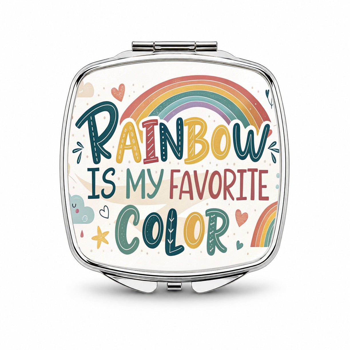 Rainbow Is My Favorite Color Funny Small Travel Purse Handbag Pocket Makeup Compact Mirror
