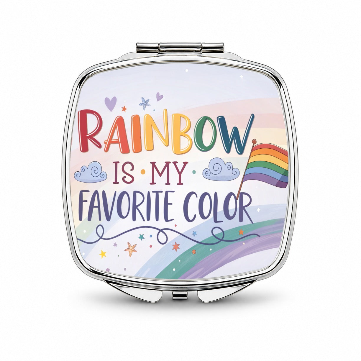 Rainbow Is My Favorite Color Gay Pride Flag Small Travel Purse Handbag Pocket Makeup Compact Mirror