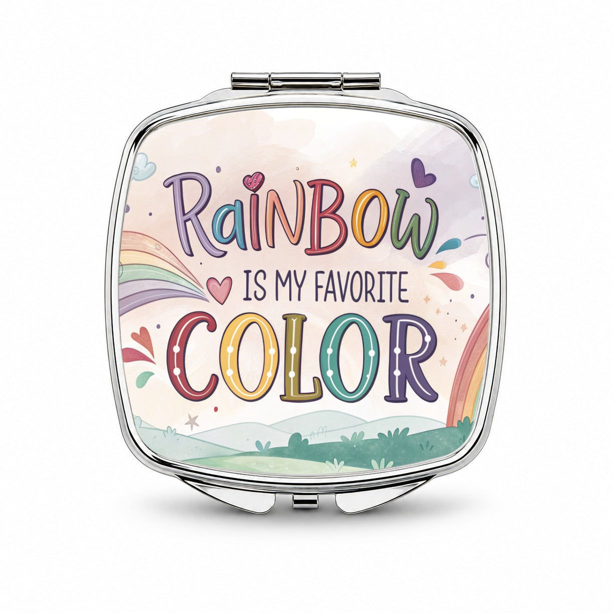 Rainbow Is My Favorite Color Small Travel Purse Handbag Pocket Makeup Compact Mirror