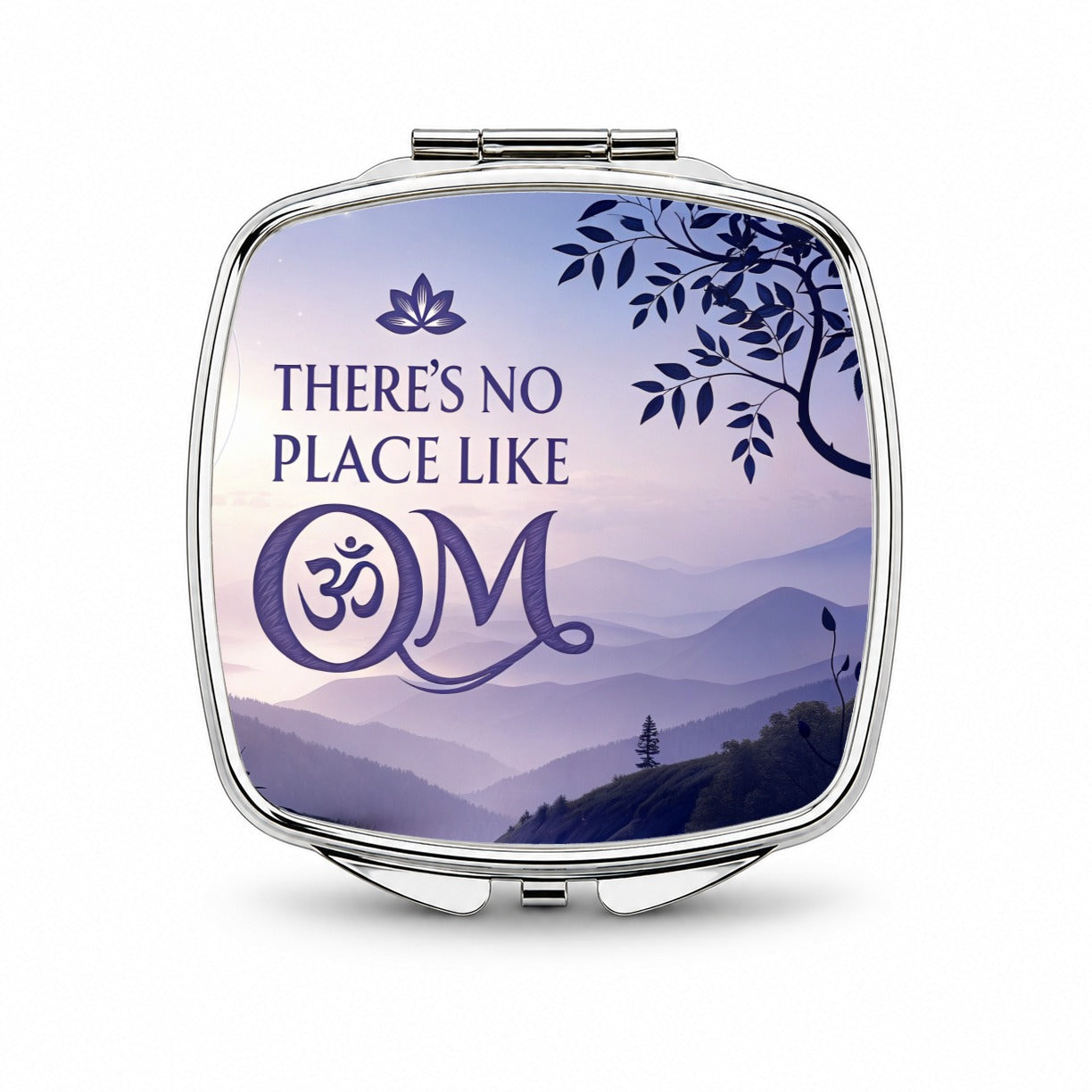 There's No Place Like Om Funny Yoga Small Travel Purse Handbag Pocket Makeup Compact Mirror