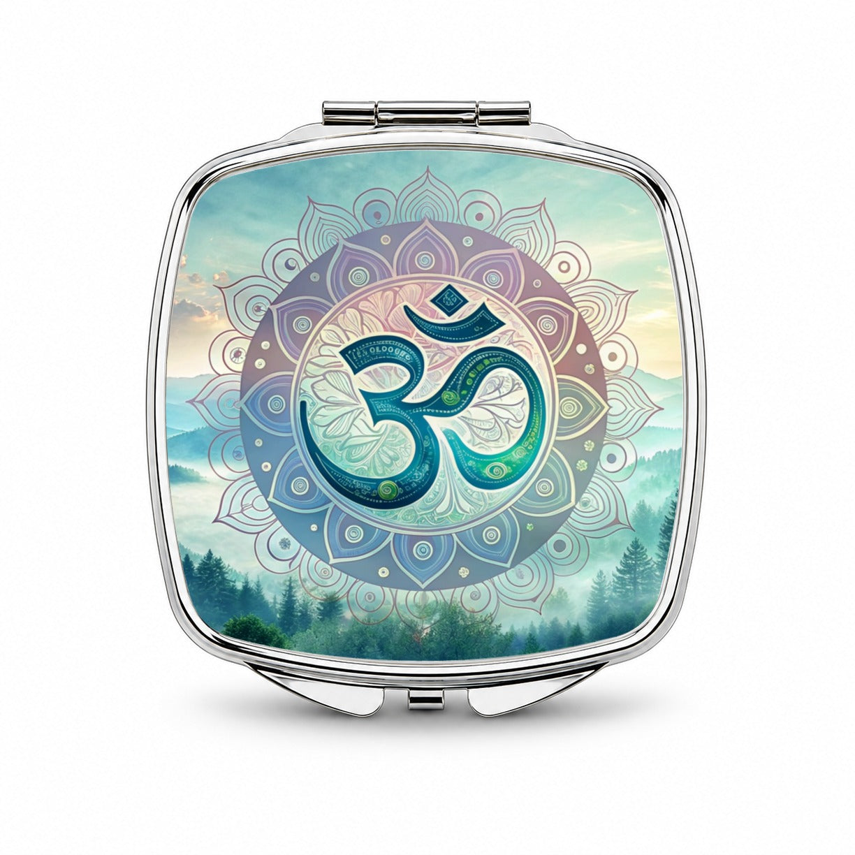 Yoga Om Aum Mandala Nature Symbol Small Travel Purse Handbag Pocket Makeup Compact Mirror