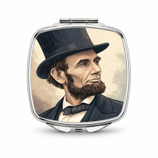 Abraham Lincoln Portrait Small Travel Purse Handbag Pocket Makeup Compact Mirror