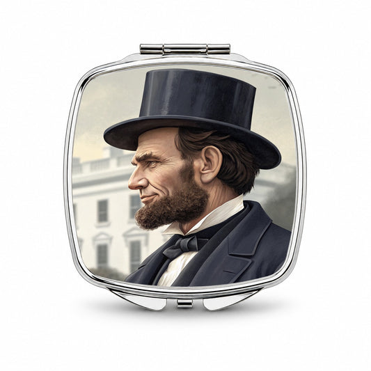 Abraham Lincoln White House Small Travel Purse Handbag Pocket Makeup Compact Mirror