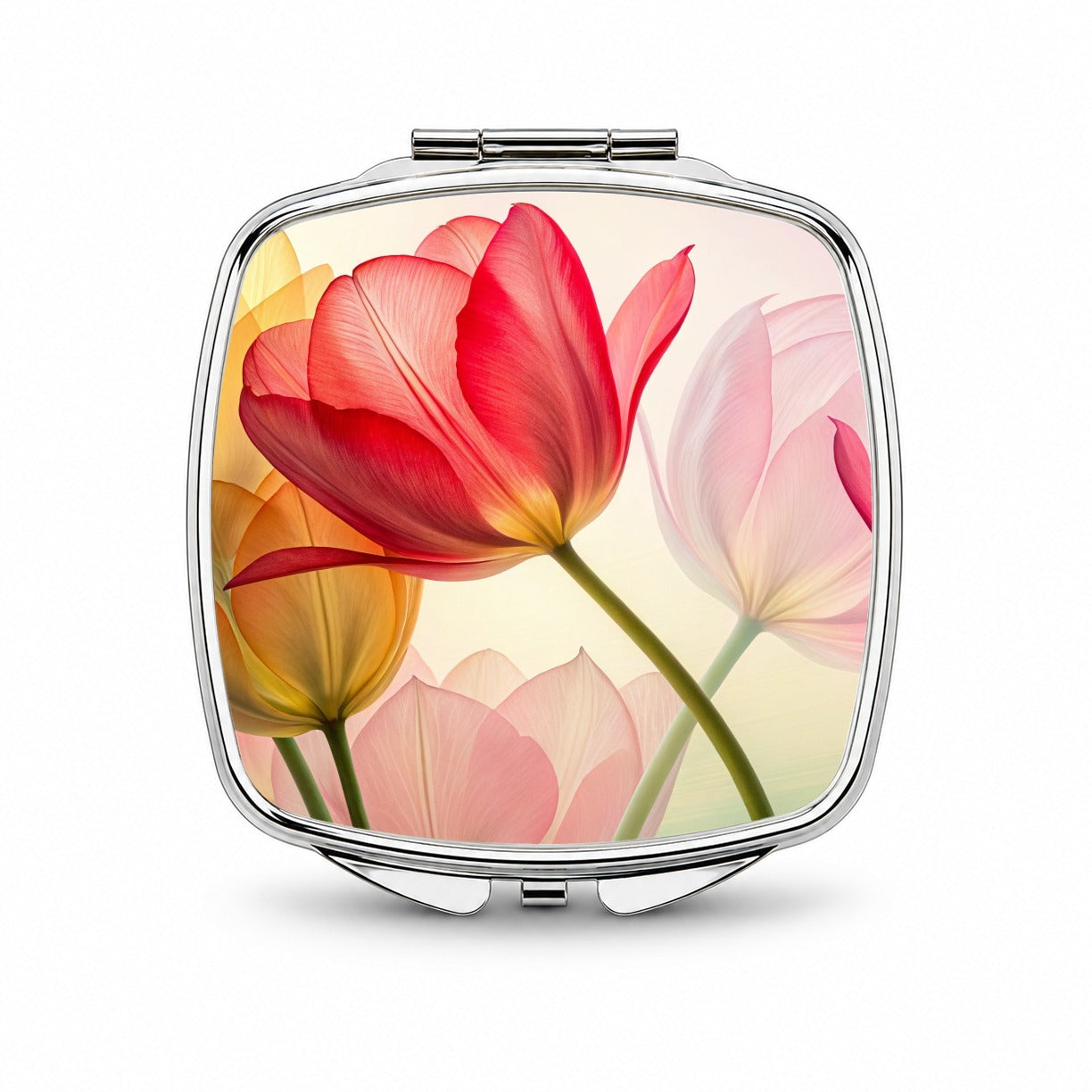 Abstract Tulips Small Travel Purse Handbag Pocket Makeup Compact Mirror