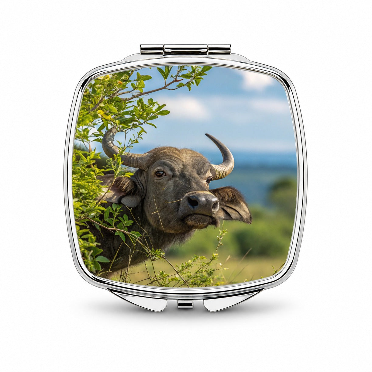 African Buffalo Safari Wildlife Small Travel Purse Handbag Pocket Makeup Compact Mirror