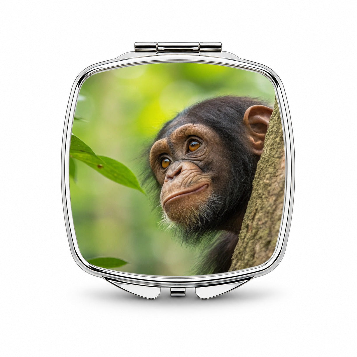 African Chimpanzee Safari Wildlife Small Travel Purse Handbag Pocket Makeup Compact Mirror
