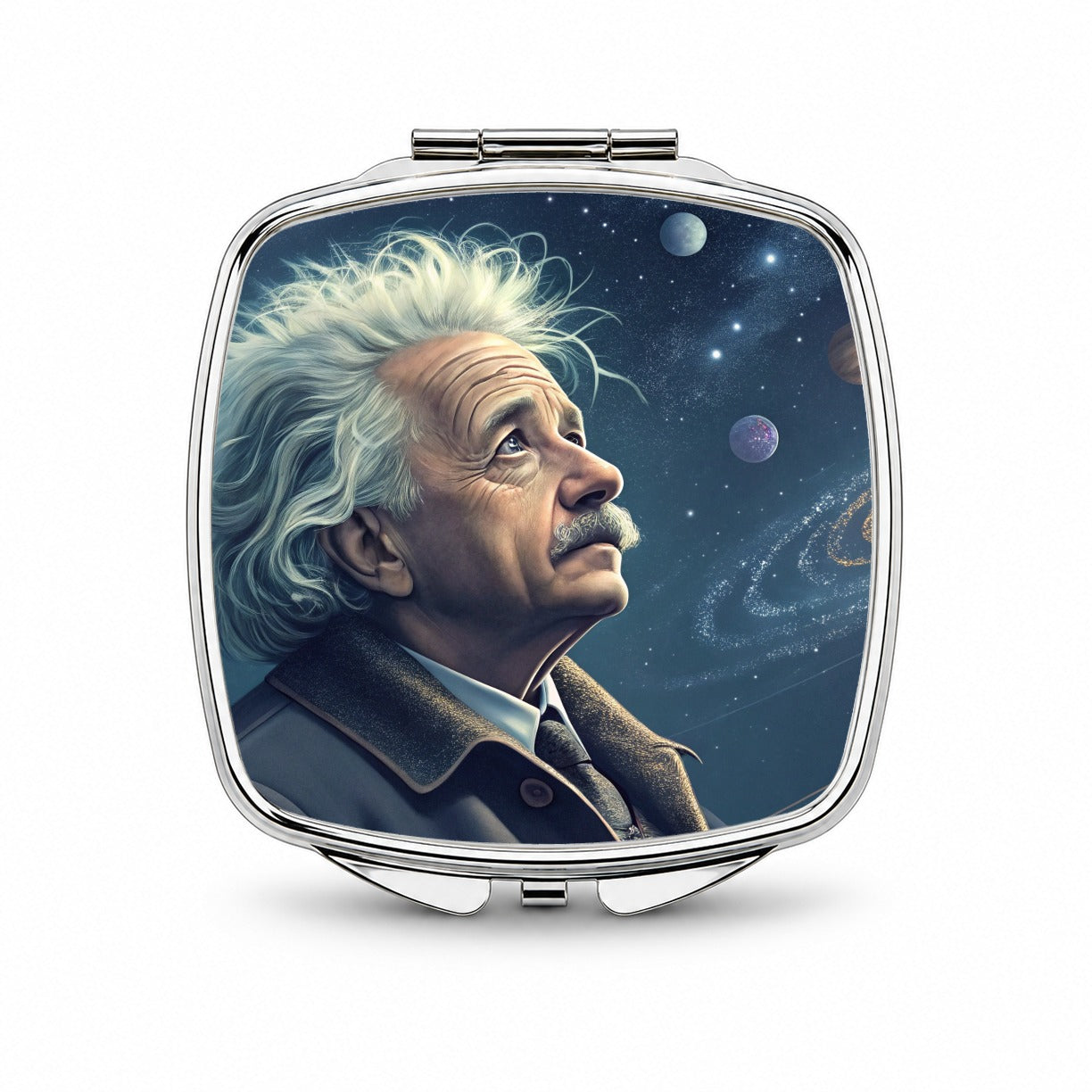Albert Einstein Astronomy Small Travel Purse Handbag Pocket Makeup Compact Mirror