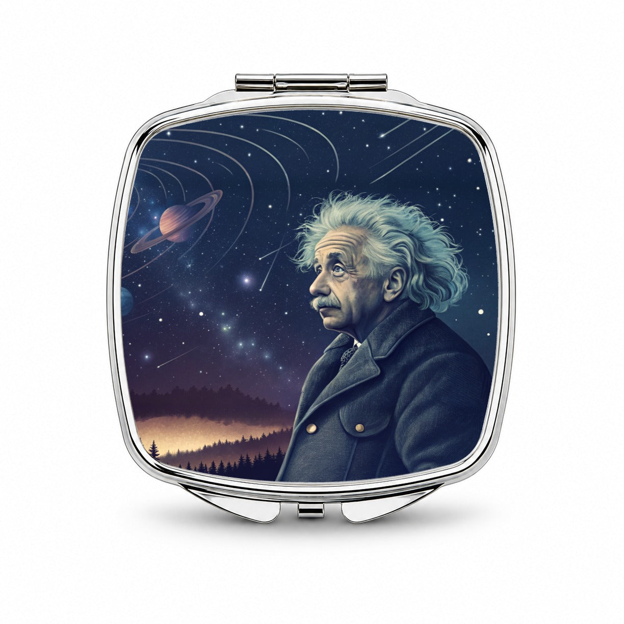 Albert Einstein Genius Space Small Travel Purse Handbag Pocket Makeup Compact Mirror