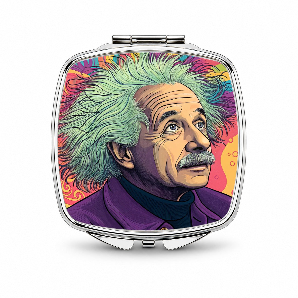 Albert Einstein Psychedelic Small Travel Purse Handbag Pocket Makeup Compact Mirror