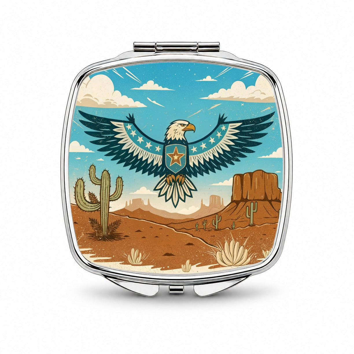 American Eagle Western Southwestern Small Travel Purse Handbag Pocket Makeup Compact Mirror