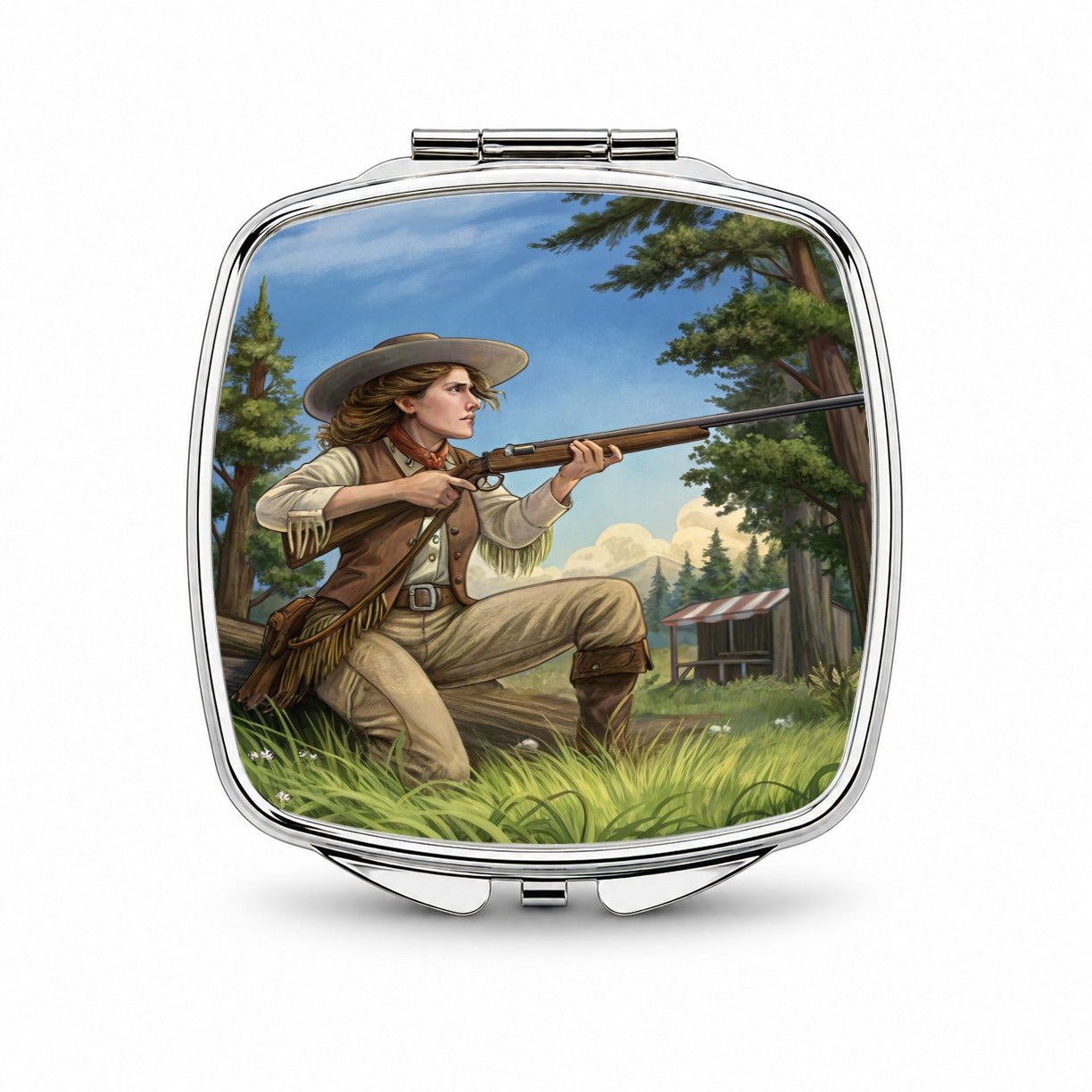 Annie Oakley Cowgirl Small Travel Purse Handbag Pocket Makeup Compact Mirror