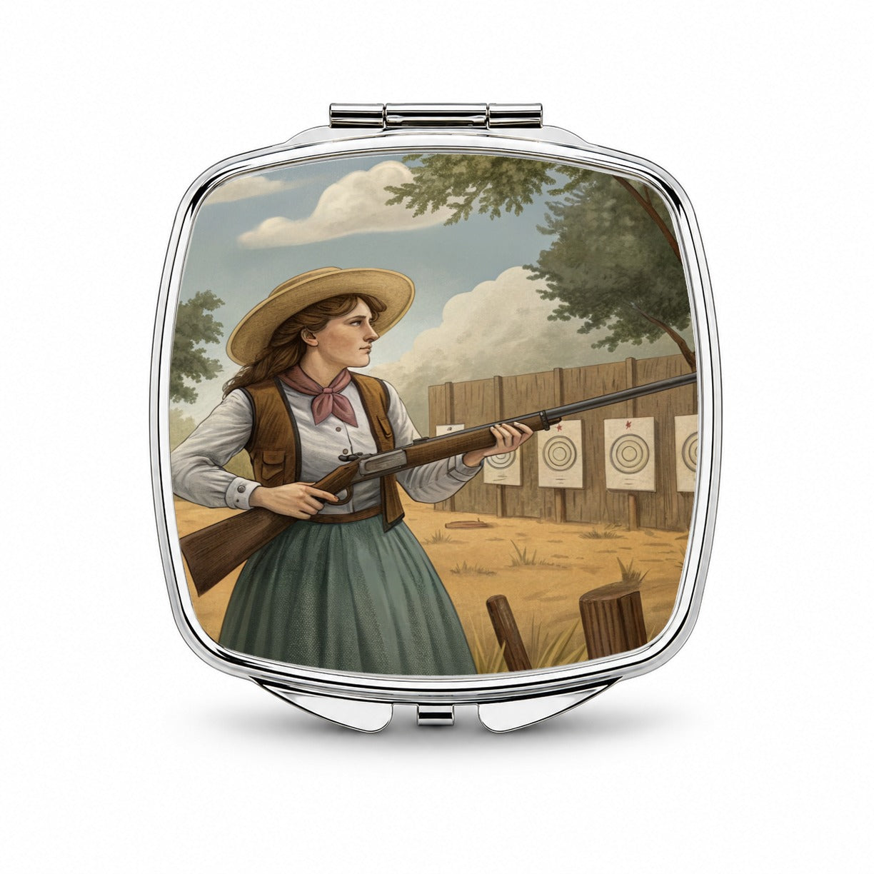 Annie Oakley Wild West Small Travel Purse Handbag Pocket Makeup Compact Mirror