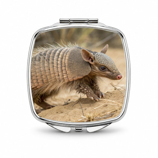 Armadillo in Nature Small Travel Purse Handbag Pocket Makeup Compact Mirror