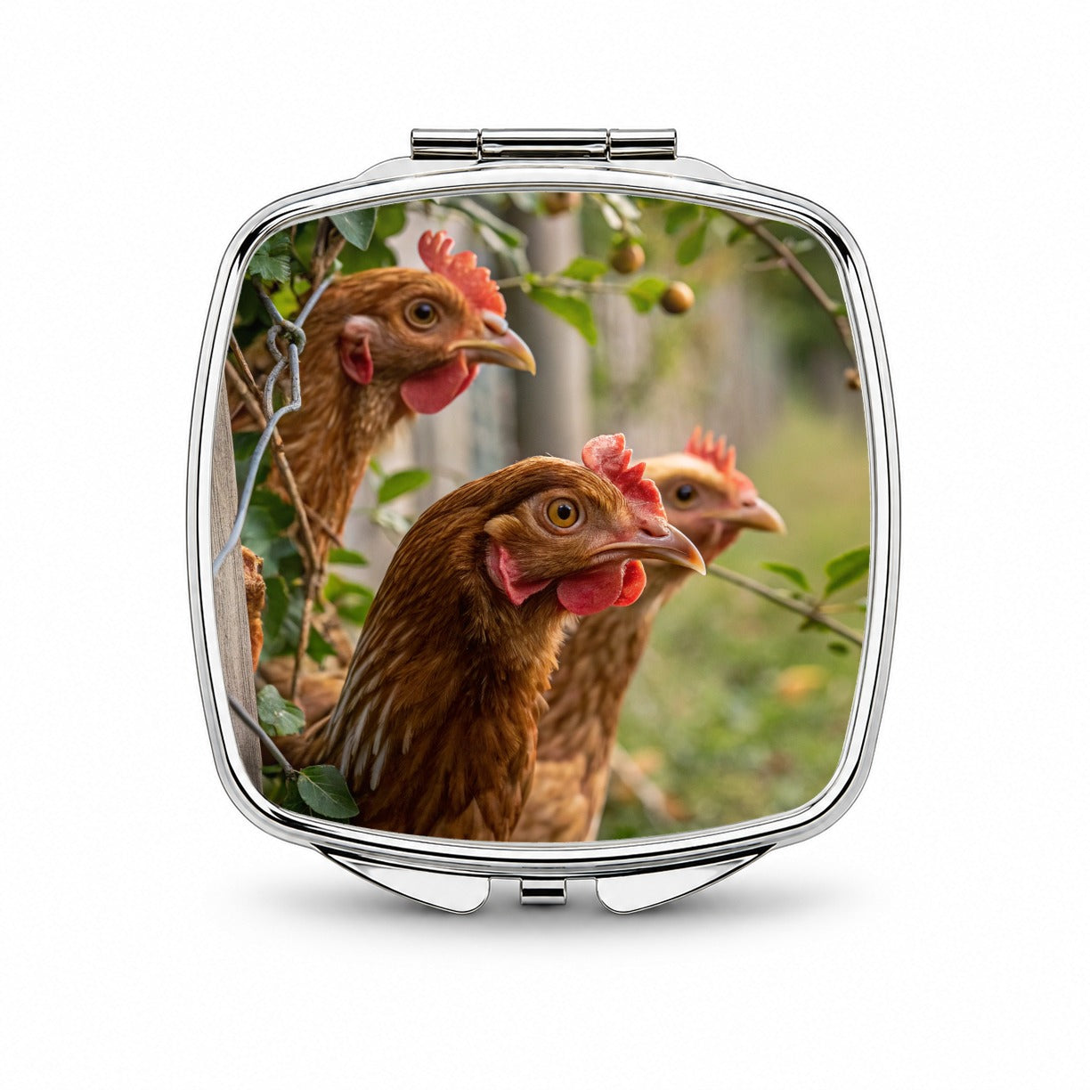 Backyard Chickens Farm Life Small Travel Purse Handbag Pocket Makeup Compact Mirror