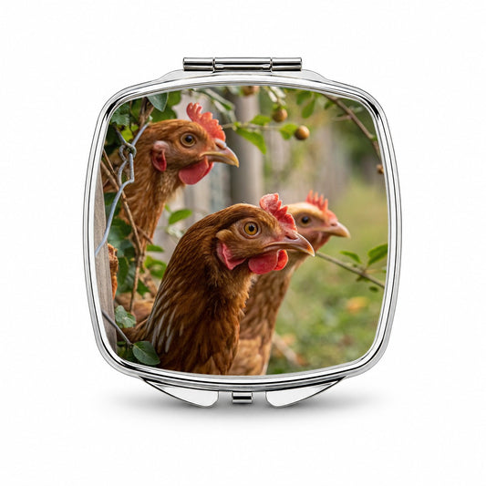 Backyard Chickens Farm Life Small Travel Purse Handbag Pocket Makeup Compact Mirror