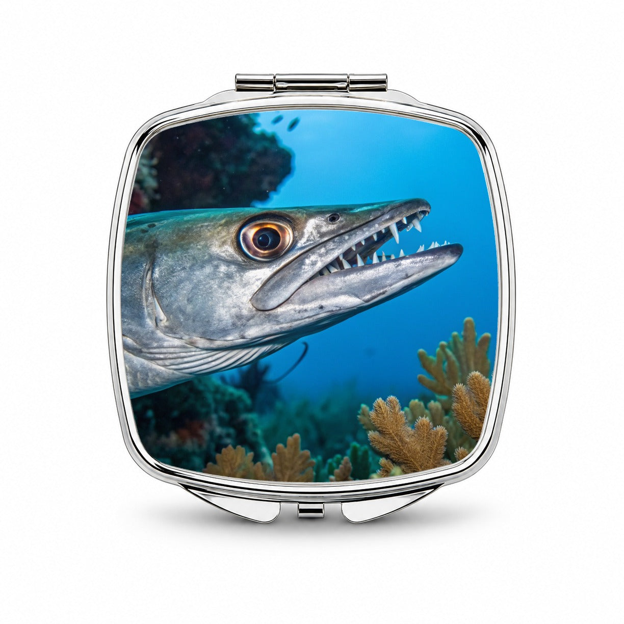 Barracuda Fish Ocean Wildlife Small Travel Purse Handbag Pocket Makeup Compact Mirror
