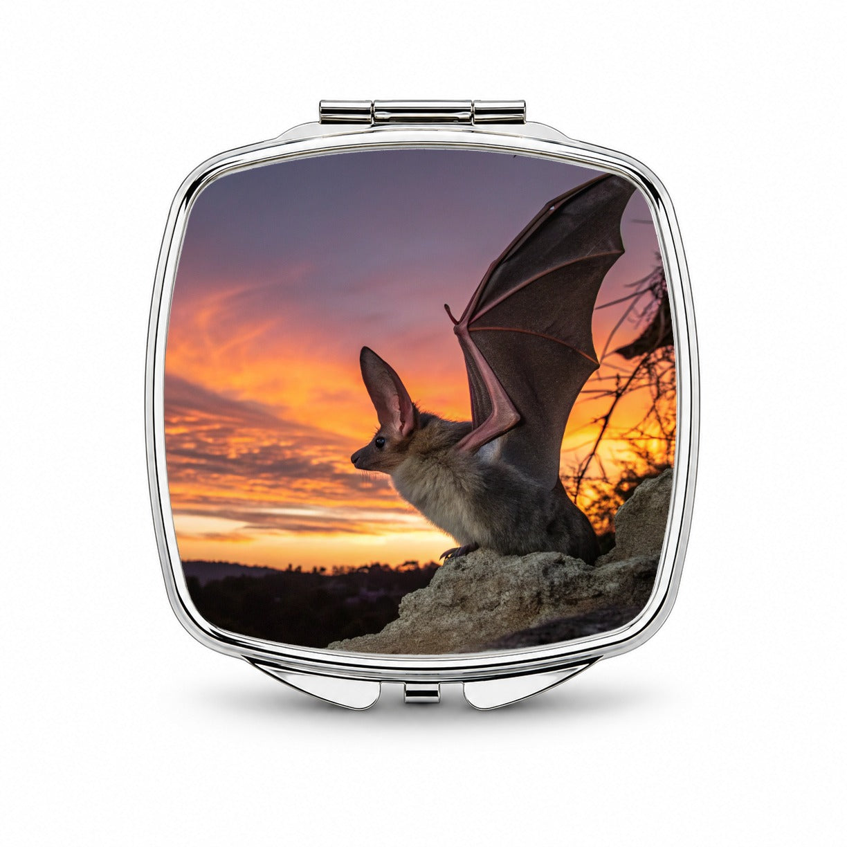 Bat Nature At Sunset Small Travel Purse Handbag Pocket Makeup Compact Mirror