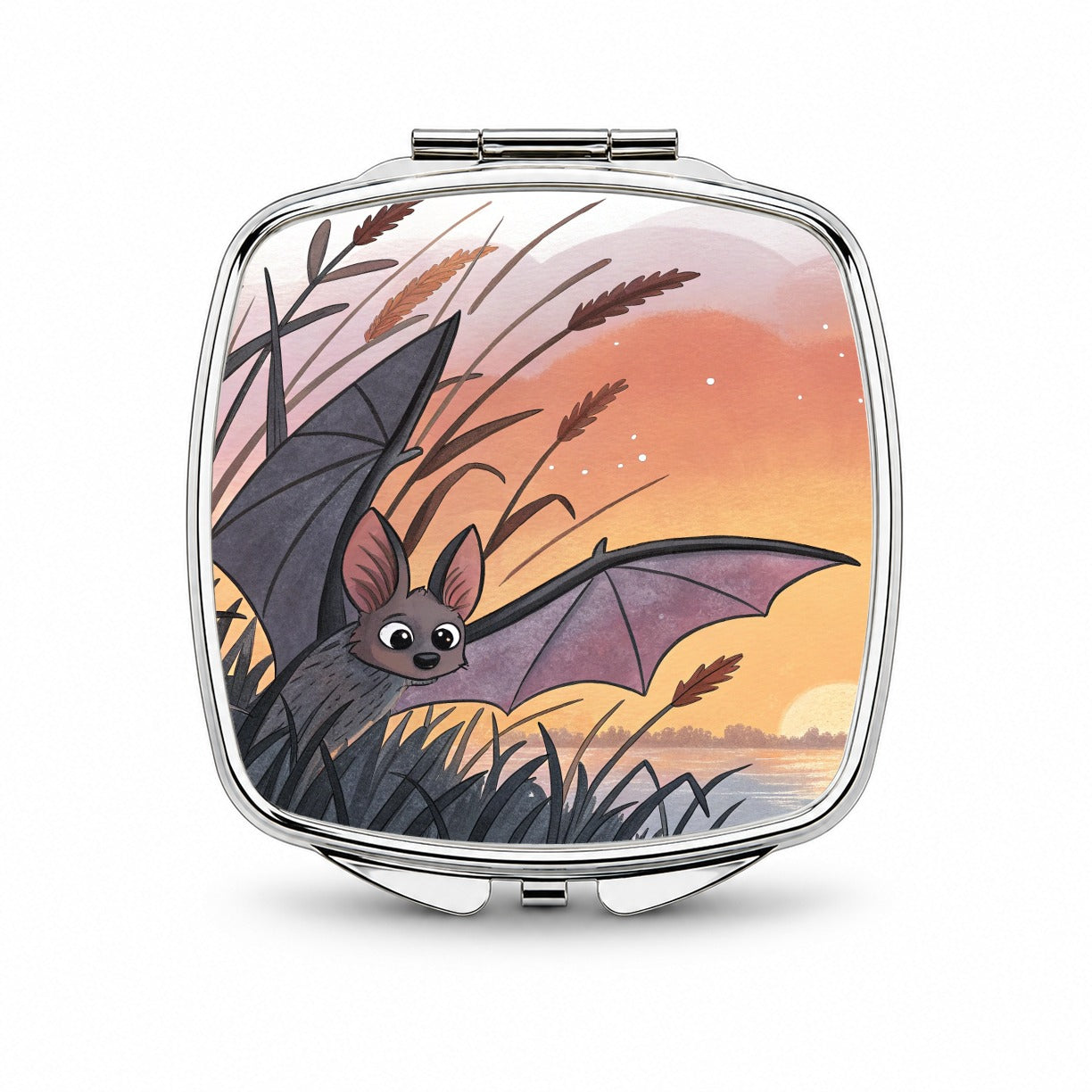 Bat Wildlife At Sunset Small Travel Purse Handbag Pocket Makeup Compact Mirror