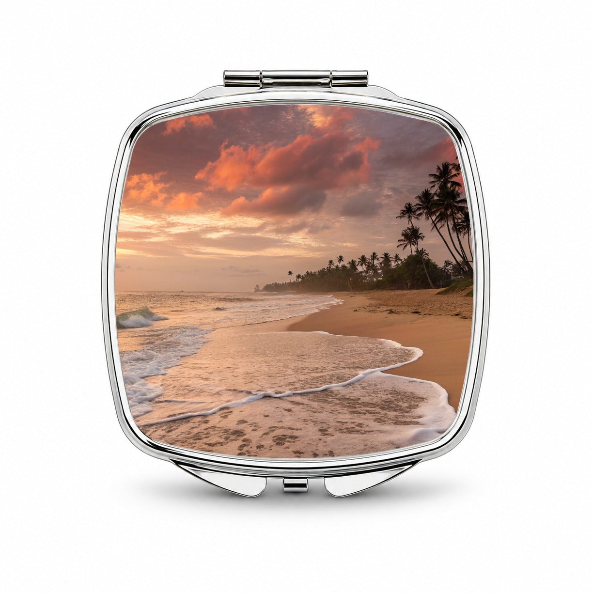 Beach Sunset Tropical Ocean Island Small Travel Purse Handbag Pocket Makeup Compact Mirror