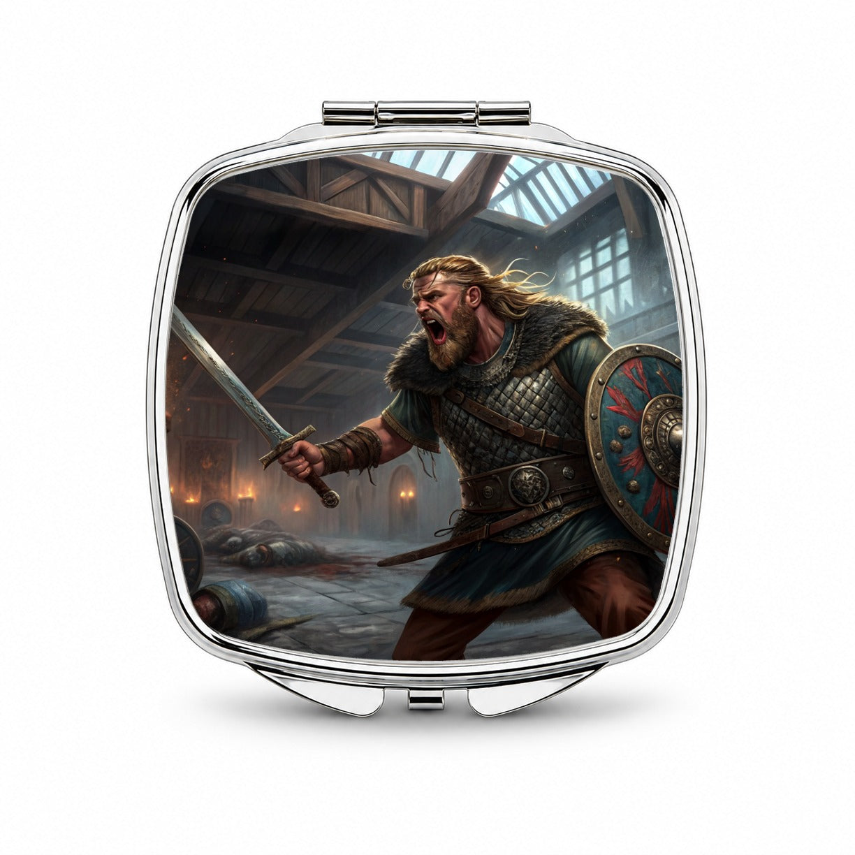 Beowulf Viking Warrior Small Travel Purse Handbag Pocket Makeup Compact Mirror