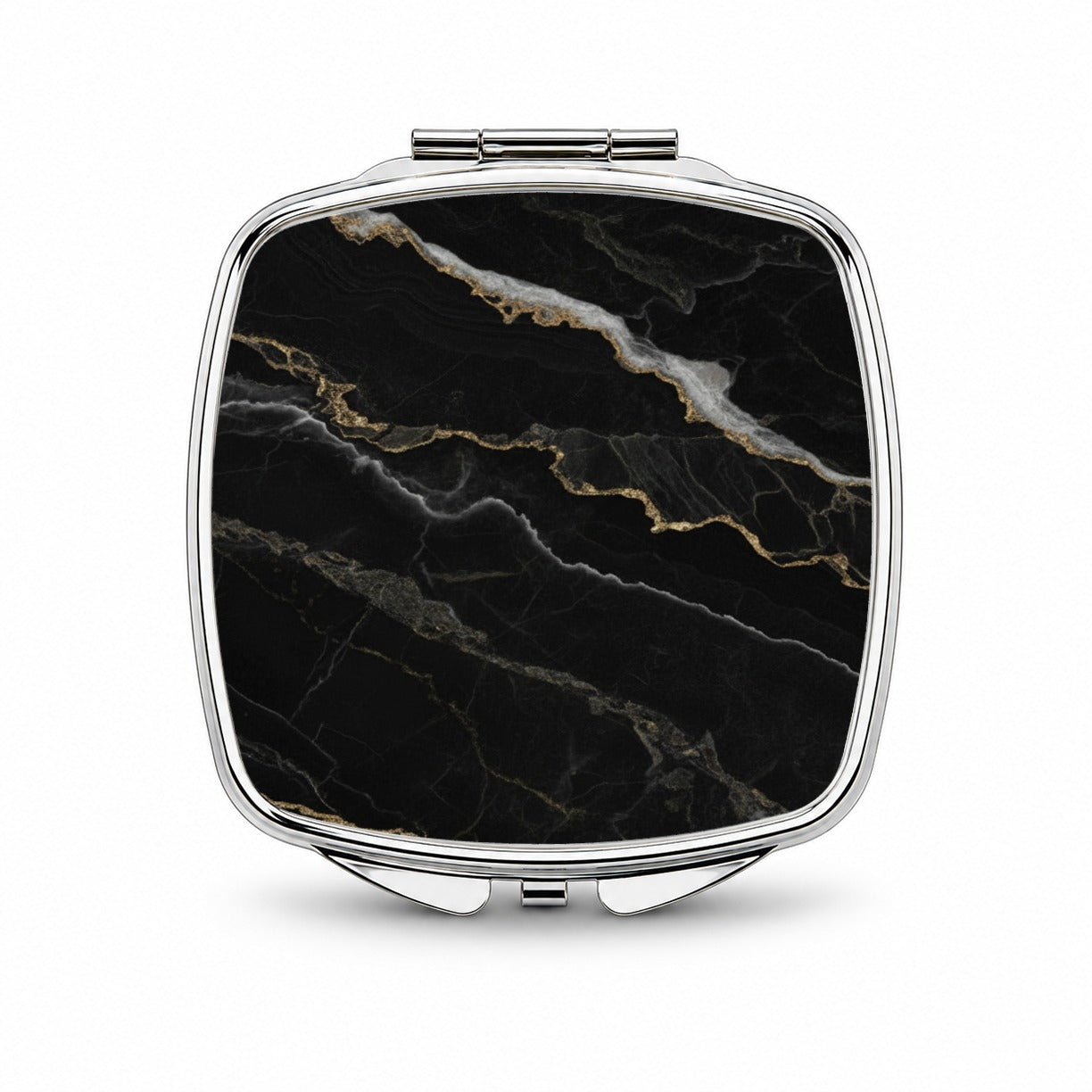 Black Marble Small Travel Purse Handbag Pocket Makeup Compact Mirror