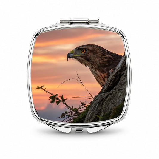 Buzzard Bird At Sunset Small Travel Purse Handbag Pocket Makeup Compact Mirror
