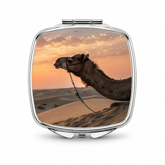 Camel Desert At Sunset Small Travel Purse Handbag Pocket Makeup Compact Mirror