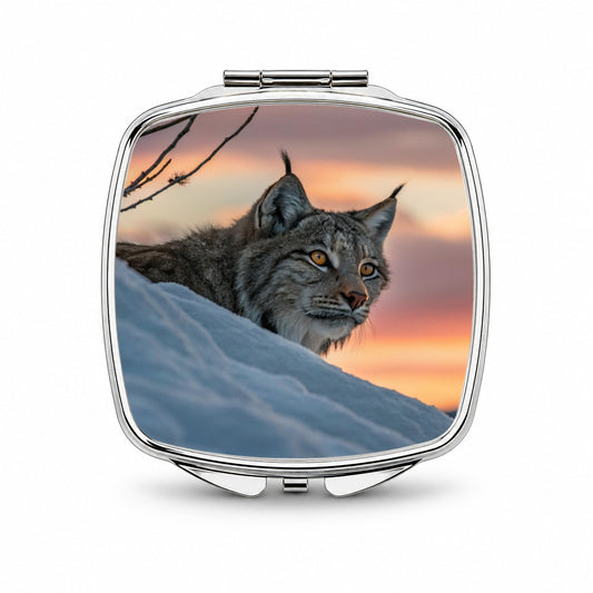 Canada Lynx At Sunset Small Travel Purse Handbag Pocket Makeup Compact Mirror