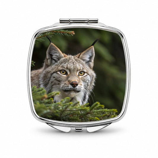Canada Lynx Wildlife Nature Small Travel Purse Handbag Pocket Makeup Compact Mirror