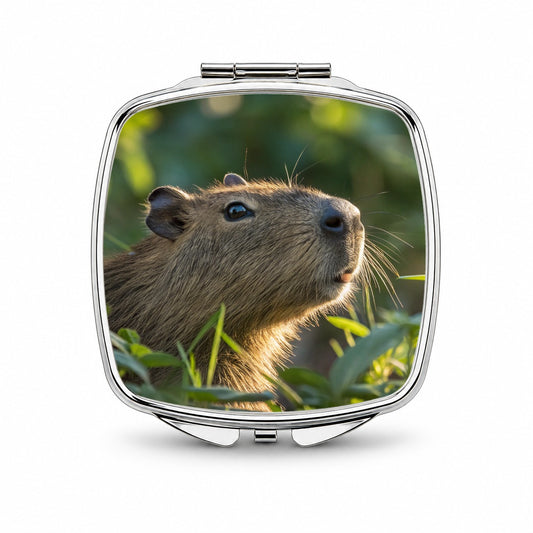 Capybara Wildlife Nature Scene Small Travel Purse Handbag Pocket Makeup Compact Mirror