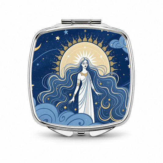 Celestial Moon Goddess Tarot Small Travel Purse Handbag Pocket Makeup Compact Mirror