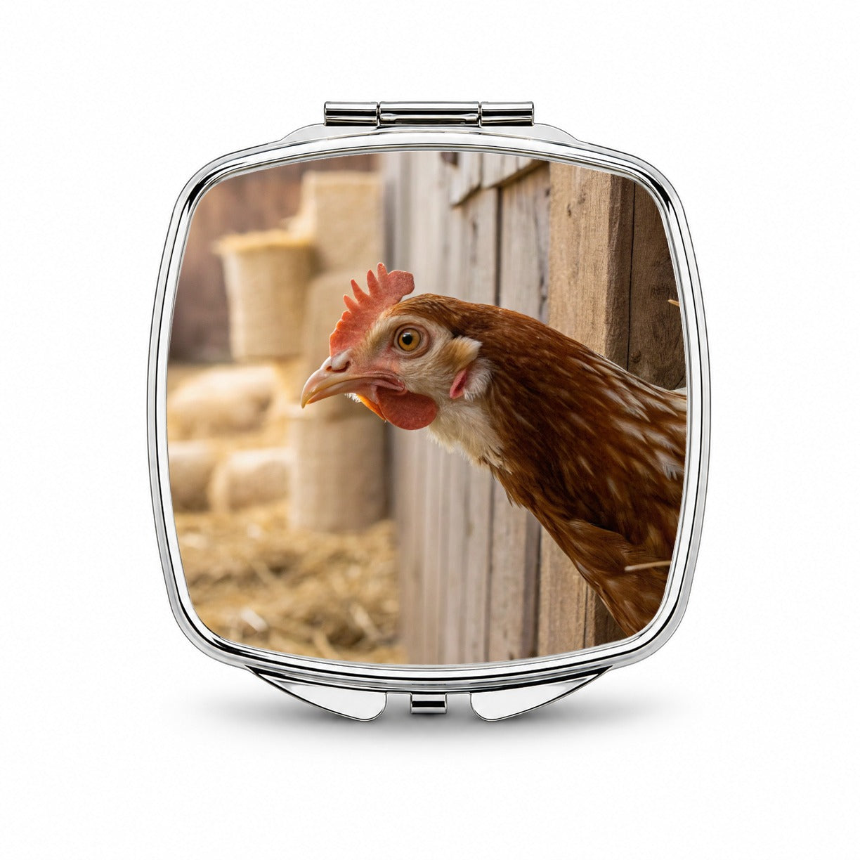 Chicken Barnyard Farm Life Small Travel Purse Handbag Pocket Makeup Compact Mirror