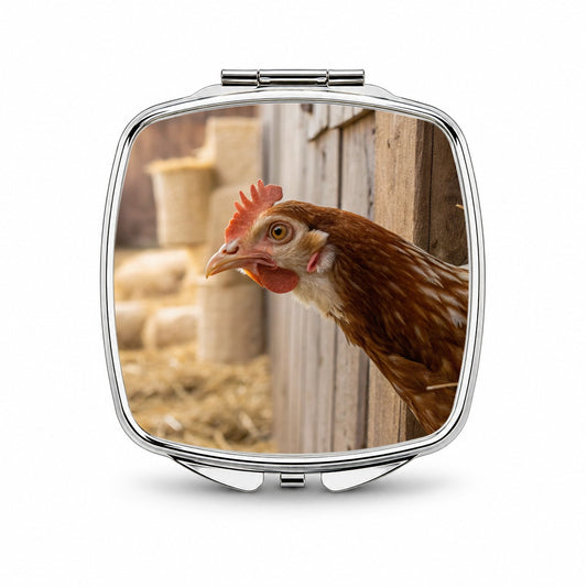 Chicken Barnyard Farm Life Small Travel Purse Handbag Pocket Makeup Compact Mirror