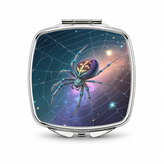Cosmic Spider Web Halloween Small Travel Purse Handbag Pocket Makeup Compact Mirror