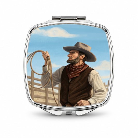 Cowboy Abraham Lincoln Small Travel Purse Handbag Pocket Makeup Compact Mirror