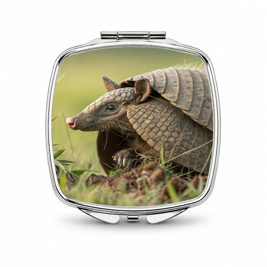 Curious Armadillo Wildlife Nature Small Travel Purse Handbag Pocket Makeup Compact Mirror