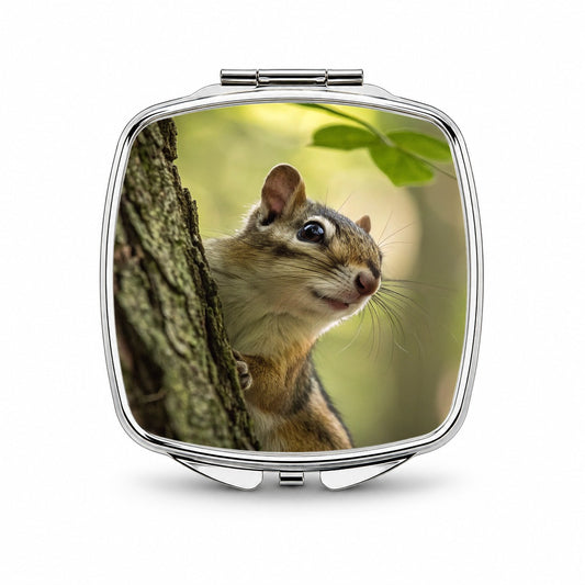 Curious Chipmunk Wildlife Nature Small Travel Purse Handbag Pocket Makeup Compact Mirror