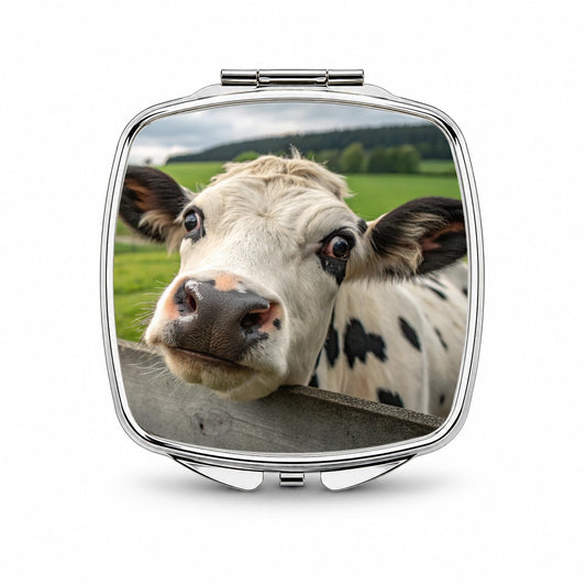 Curious Cow Farm Life Small Travel Purse Handbag Pocket Makeup Compact Mirror