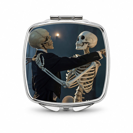 Dancing Skeleton Couple Halloween Small Travel Purse Handbag Pocket Makeup Compact Mirror