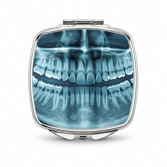 Dental X-Ray Mouth Teeth Dentist Small Travel Purse Handbag Pocket Makeup Compact Mirror