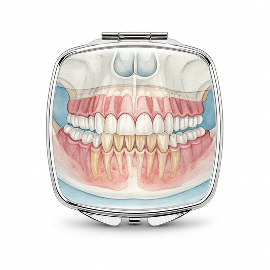 Dental X-Ray Teeth Dentist Small Travel Purse Handbag Pocket Makeup Compact Mirror