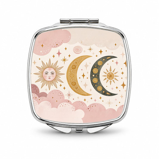 Dreamy Moon and Stars Small Travel Purse Handbag Pocket Makeup Compact Mirror